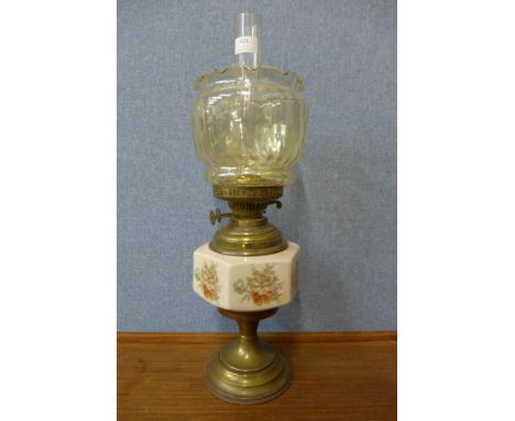 A Victorian brass oil lamp 