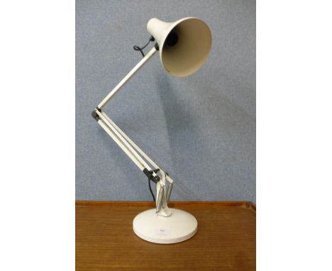 A white metal anglepoise desk lamp 