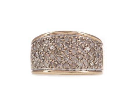 DIAMOND DRESS RING, the pave set round brilliant cut diamonds totalling approximately 1.00 carat, marked 375, size N, 5.1g