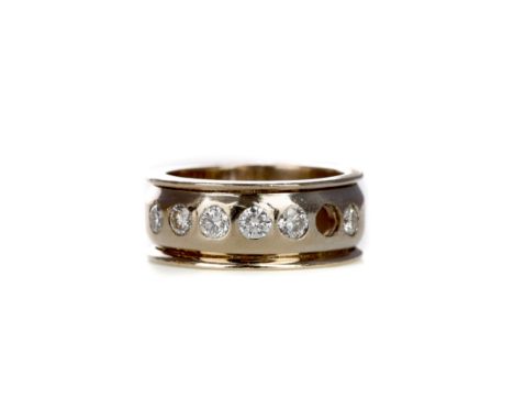 DIAMOND RING, set with six round brilliant cut diamonds, one missing, totalling approximately 0.48 carats, unmarked, size L, 