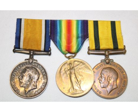 A First War pair of medals and Territorial Force War medal awarded to No. 1716 Pte. A. T. Weeks DCLI