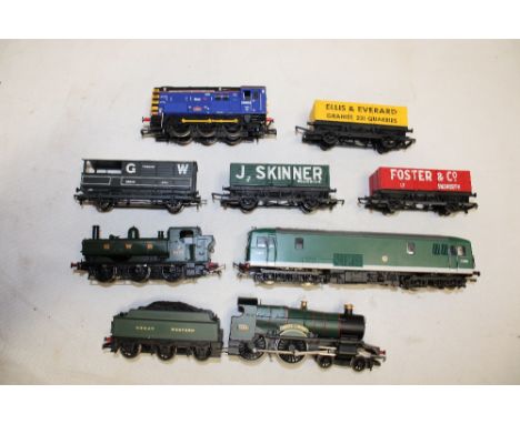 Hornby 00 gauge - County of Devon locomotive and tender, GWR tank engine, diesel locomotive, goods wagons etc.