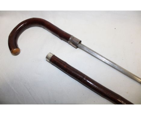 A gentleman's good quality sword stick by Wilkinson of London with 28" etched double-edged blade in natural rustic walking st