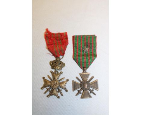 A First War Belgian Croix de Guerre and a First War French Croix de Guerre (2)