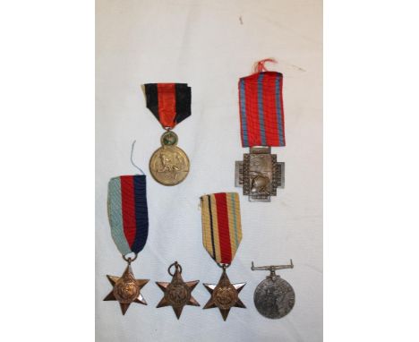 A 1939/45 star, France and Germany star, Africa star and War medal together with two Belgian First War medals