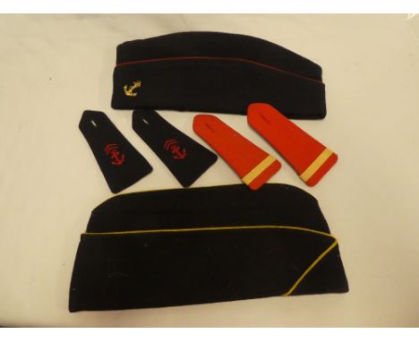 A French Marines side hat with epaulettes and one other French Officer's side hat with epaulettes (2) 