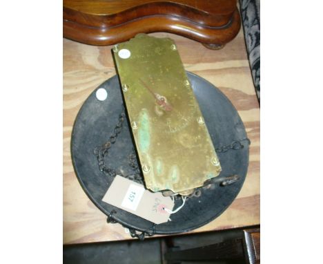 A Vintage brass faced Salter spring balance c/w weighing pan.