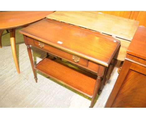 A Reproduction side table with a single frieze drawer and an under shelf.