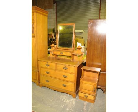 A Late Victorian ash dressing table the architectural raised back with a shelf and spindled gallery above a rectangular mould