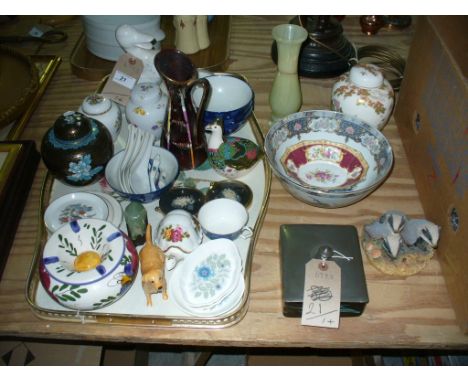 Decorative ceramics including a Beswick model of a Labrador, Coalport vase and cover, a cloissone ginger jar and cover, qty.