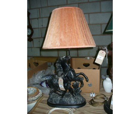 A Spelter " Marley Horse" figural table lamp.