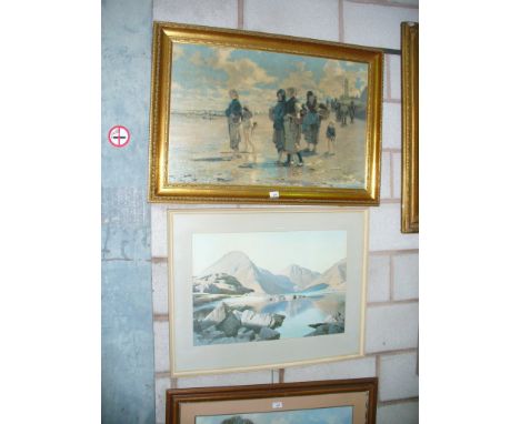 After W Heaton Cooper , " Clear Evening " print and a coloured reproduction John S Sargent. (2)