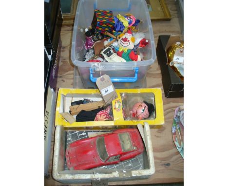 A Boxed Pelham " Witch "string puppet, other string puppets, a Burago die cast model of Ferrari and 3 other die cast models.