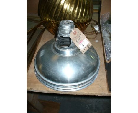 Four metal industrial type hanging light shades