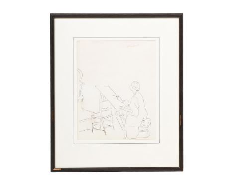 λ &nbspCECIL BEATON (BRITISH 1904-1980) PORTRAIT OF OLIVE SNELL, PAINTING AT HER EASEL  Pencil  Inscribed (upper right) signe