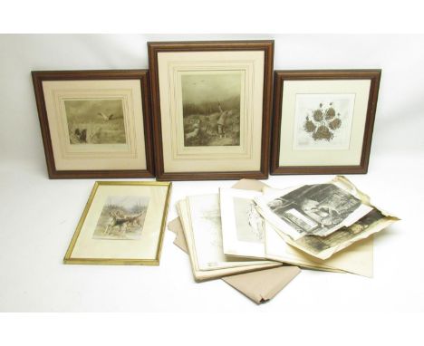 Ward Binks - H.M. The King, Sandringham, signed print W21cm H26.6cm; Richard Binks - two Labradors and mallard duck in marshe