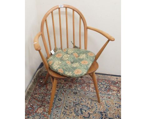 Ercol blonde elm carver chair, H80cm 