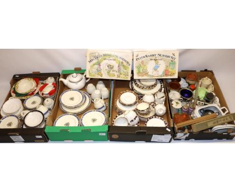 Collection of C20th plaster/composite busts of composers (9), two boxed Beatrix Potter Wedgwood nursery sets, and a quantity 