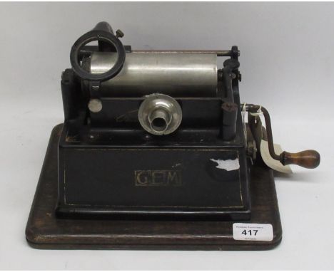 Edison Gem phonograph, lacking horn and cover, serial no. G204046, W25cm 