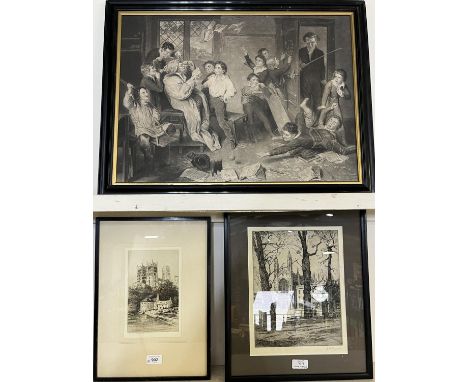 J.W. King (British 1868-1935); 'Kings College Chapel from The Backs' etching, signed in pencil, another etching titled in pen