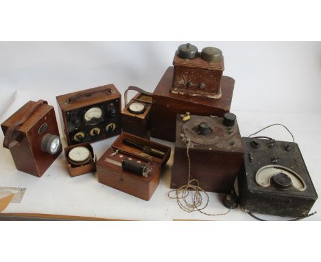Collection of electronic equipment. Allwave Oscillator(glass broken). Capacitance measuring device, by H.W. Sullivan Ltd of L