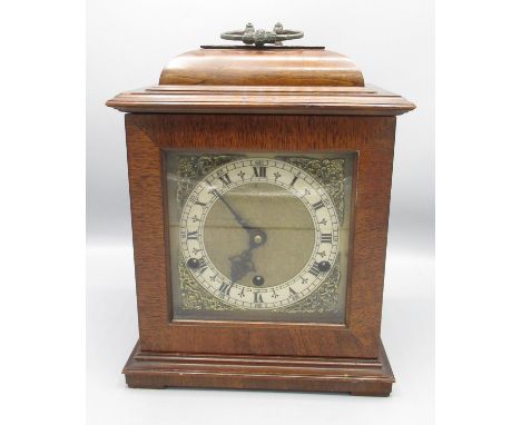 Perivale retailed by Goldsmiths &amp; Silversmiths Co. Ltd., London - Mid C20th mahogany Georgian style chiming bracket clock