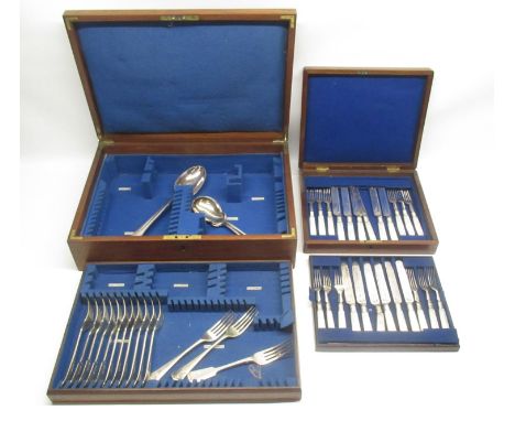 Canteen of mother of pearl handled cutlery and another canteen cont. 14 forks, 2 large spoons, salad fork &amp; spoon 