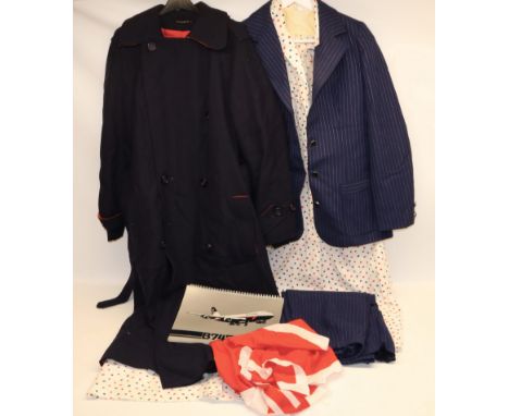 British Airways stewardess uniform c1960s comprising a dress and jacket in light sage green, later British Airways ephemera i