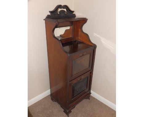 Count Ferdinand von Zeppelin - A late 19th/early 20thC walnut music cabinet (adapted), comprising two fall fronts to the lowe