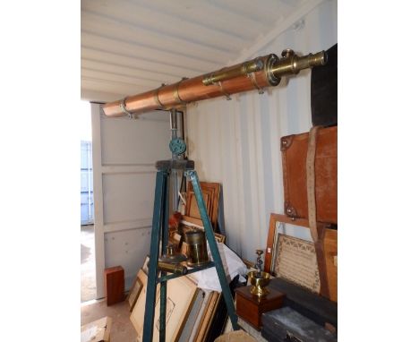 A 4” refracting telescope by Broadhurst Clarkson &amp; Co. Ltd., 63 Farringdon Road, London with sighting tube, on painted ir
