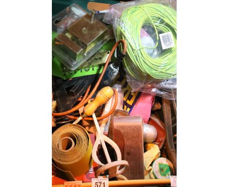 Box of mixed cutting discs, door handle sets, earth wire tools etc. Not available for in-house P&amp;P 