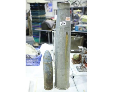 Vintage steel shell case and shell. Not available for in-house P&amp;P 