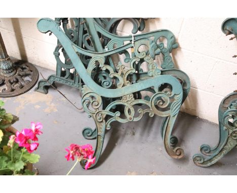 Pair of antique type cast iron garden bench ends. Not available for in-house P&amp;P 