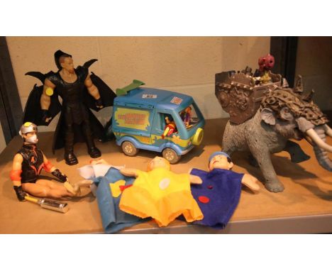 Collection of mixed toy figurines including Action Man and Scooby Doo. Not available for in-house P&amp;P 