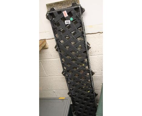 Pair of cast iron latticed garden bench ends. Not available for in-house P&amp;P 