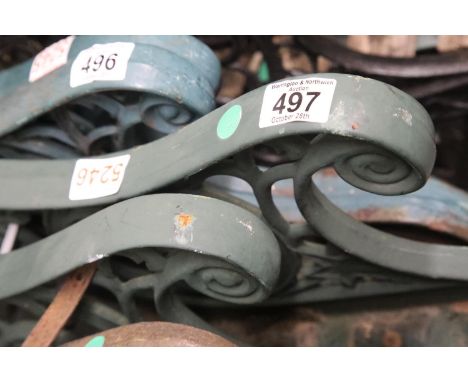 Pair of cast iron garden bench ends. Not available for in-house P&amp;P 