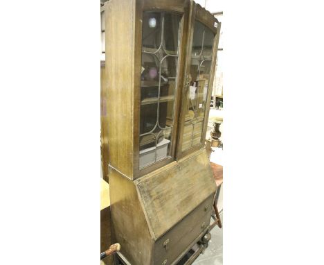 Vintage oak bureau bookcase. Not available for in-house P&amp;P. 