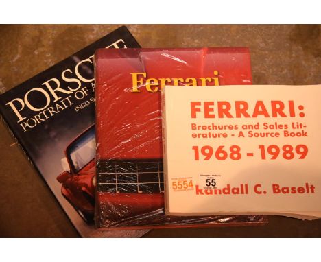 Three car related books, Ferrari 1968-89, Ferrari coffee table book and Porsche coffee table book. Not available for in-house