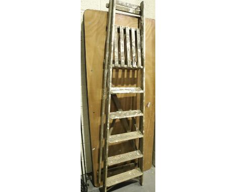 Vintage wooden 6 tread step ladders. Not available for in-house P&amp;P 