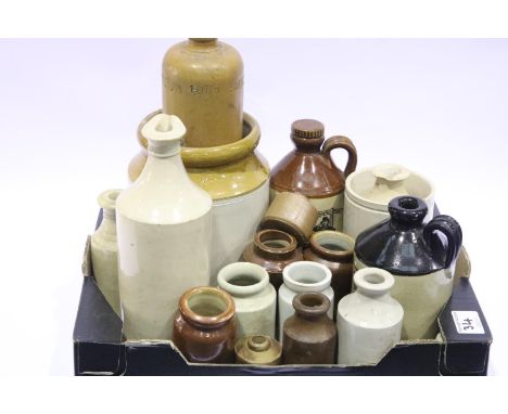 Collection of vintage stoneware jars and bottles including Bols decanter. Not available for in-house P&amp;P 