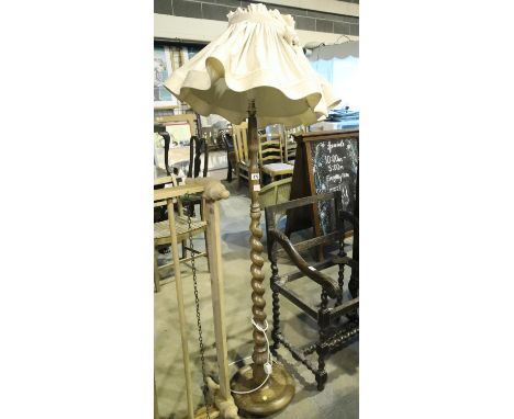 Oak barley twist standard lamp. Not available for in-house P&P.Condition Report: All electrical items in this lot have been P