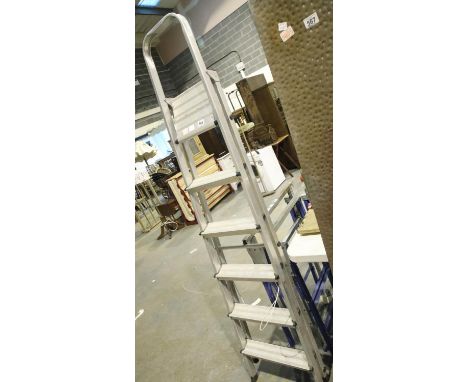 Large set of aluminium step ladders. Not available for in-house P&amp;P 