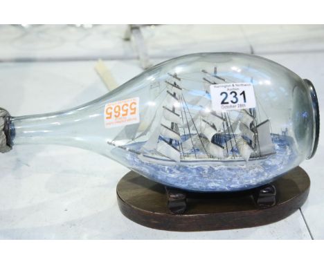 Vintage type three mast Schooner in a bottle. Not available for in-house P&amp;P 