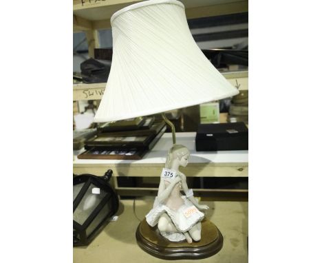 Ceramic ballerina table lamp with shade, H: 65 cm. Not available for in-house P&PCondition Report: All electrical items in th