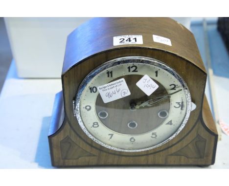 Inlaid wooden mantel clock. Not available for in-house P&amp;P 