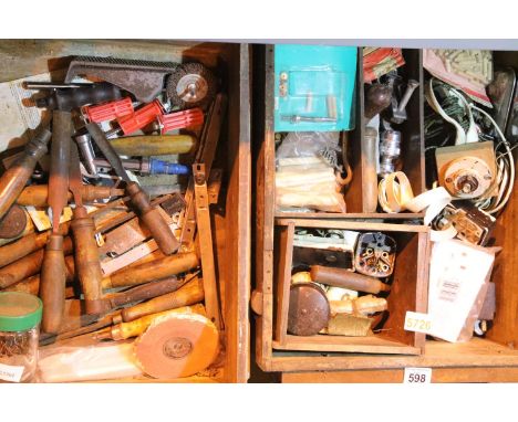 Two boxes of mixed handheld tools and accessories. Not available for in-house P&amp;P 