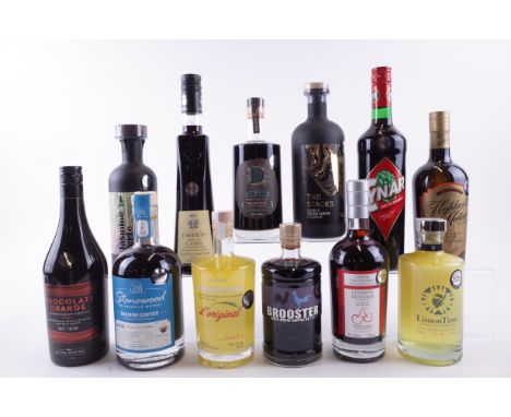 12 BOTTLES VARIOUS LIQUEURSAsda Extra Special Chocolate Orange Cream; Stonewood Bairish Coffee Bavarian Whisky Liqueur; Spiri
