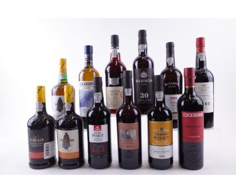11 BOTTLES PORT AND 1 MADEIRASandeman Founder's Reserve Ruby, Imperial Reserve Tawny and White; Cockburn's White and Fine Rub