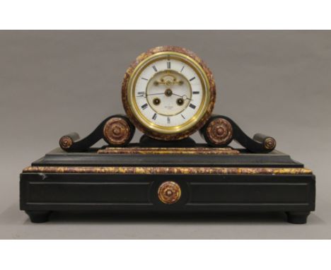 A Henry Marc marble mantle clock. 29 cm high.