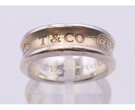 A Tiffany & Co 160 Years Commemorative silver ring. Ring size L. 